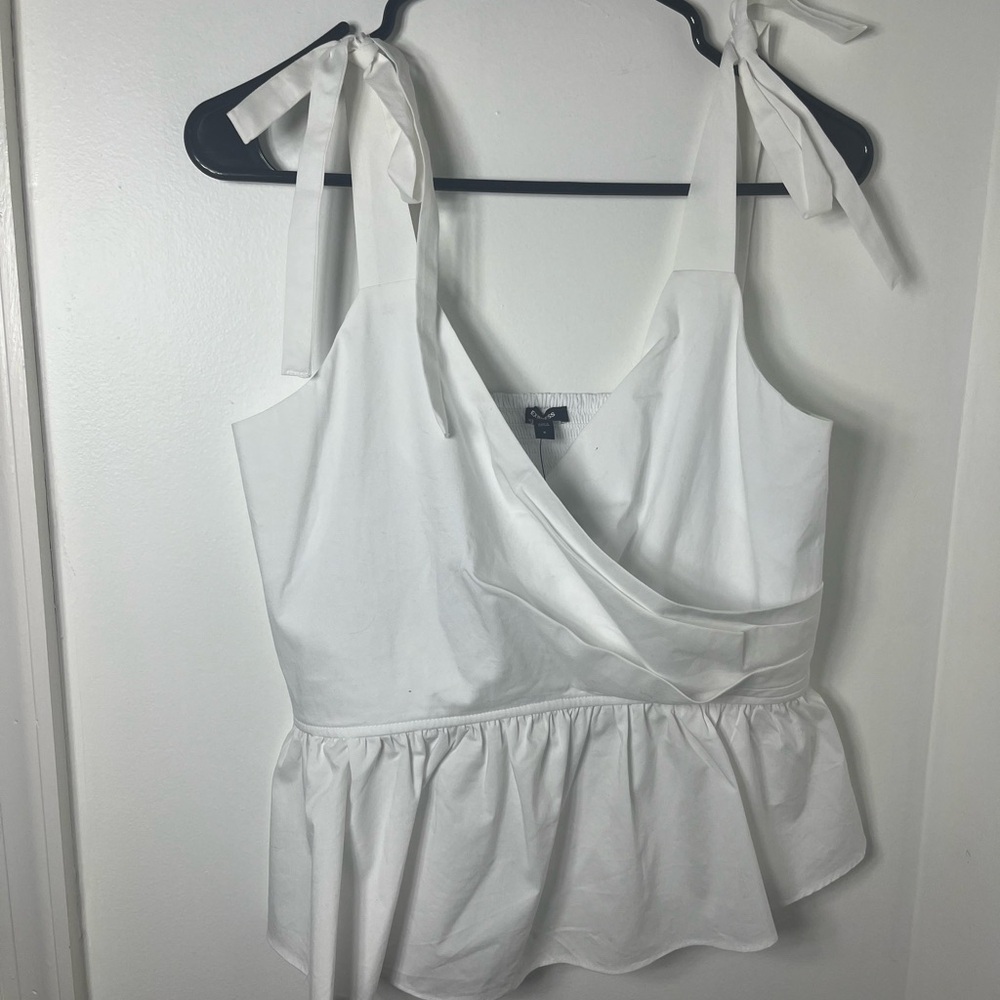 Express White Tie Strap Peplum Top Women’s Small Sleeveless Wrap Style Small